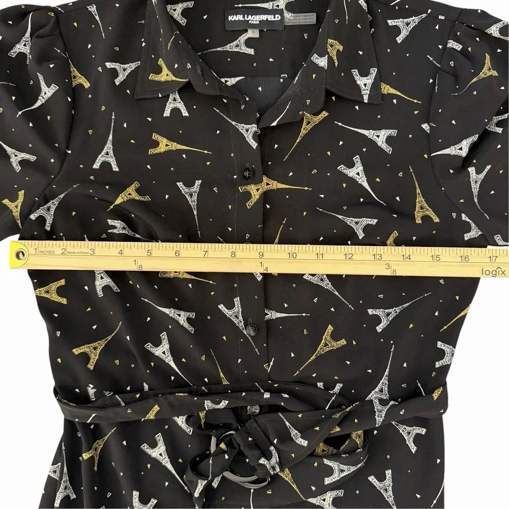 Karl Lagerfeld Paris Eiffel Tower Black Dress 4 • Handkerchief Hem Parisian Chic
